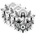 (3 Pack) Jesus Christ Decals - Floral Religious Decal - Laptop Decals - 3 Inches On Longest Side - Easy Peel & Apply - Made in USA - 3MCS6082