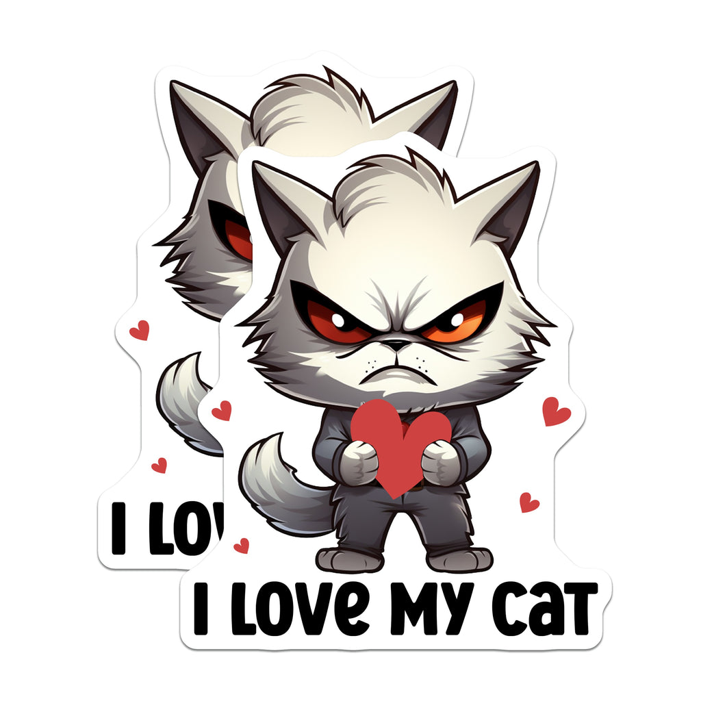 (2 Pack) Funny Cat Magnets I Love My Cat - Grumpy Feline Lover Pet Owner - Unique Fridge Locker Decor - 5 Inches On Longest Side - Thick Durable Magnet - Made in USA - MAG37151