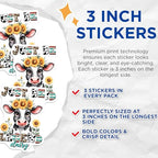 (3 Pack) Cow Decals - Sunflower Decal - Just Be A Dairy Legend - 3 Inches On Longest Side - Easy Peel & Apply - Made in USA - 3MCS8571