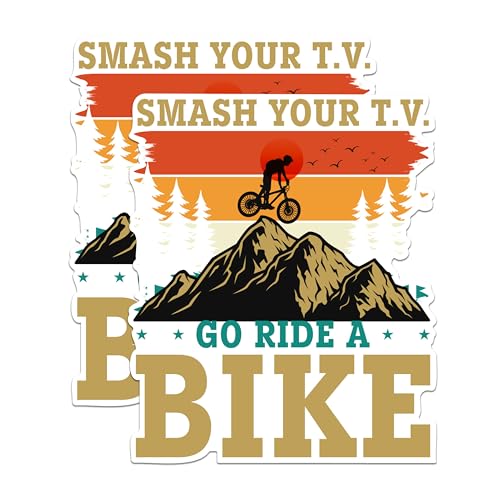 (2 Packs) Smash Your T.V. Go Ride A Bike Magnets - Mountain Biker Bike Rider Magnets - 5 Inches On Longest Side - Premium Magnet - for Fridges, Toolboxes, Cars - Made in USA - MAG2367