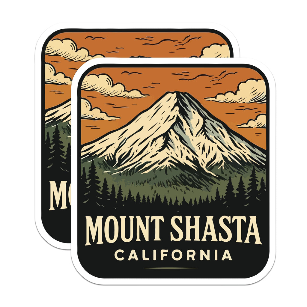 (2 Pack) Mount Shasta Magnets - California Souvenir Decor - Mountain Landscape Art - Scenic Travel Keepsake - 5 Inches On Longest Side - Thick Durable Magnet - Made in USA - MAG20077