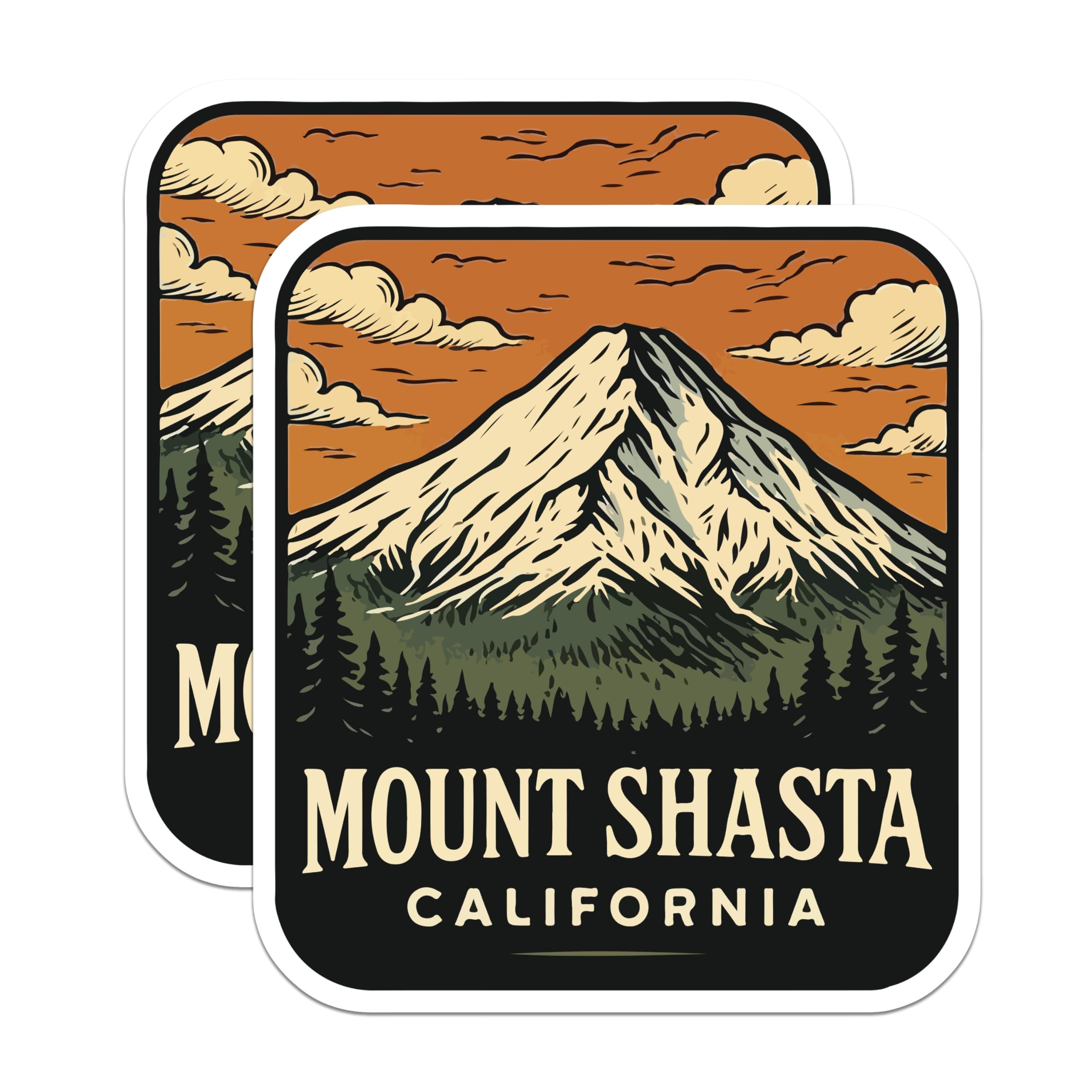 (2 Pack) Mount Shasta Magnets - California Souvenir Decor - Mountain Landscape Art - Scenic Travel Keepsake - 5 Inches On Longest Side - Thick Durable Magnet - Made in USA - MAG20077