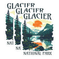 (3 Pack) Glacier National Park Decals - Mountain Landscape - Sunset Stickers - 3 Inches On Longest Side - Easy Peel & Apply - Made in USA - 3MCS2247