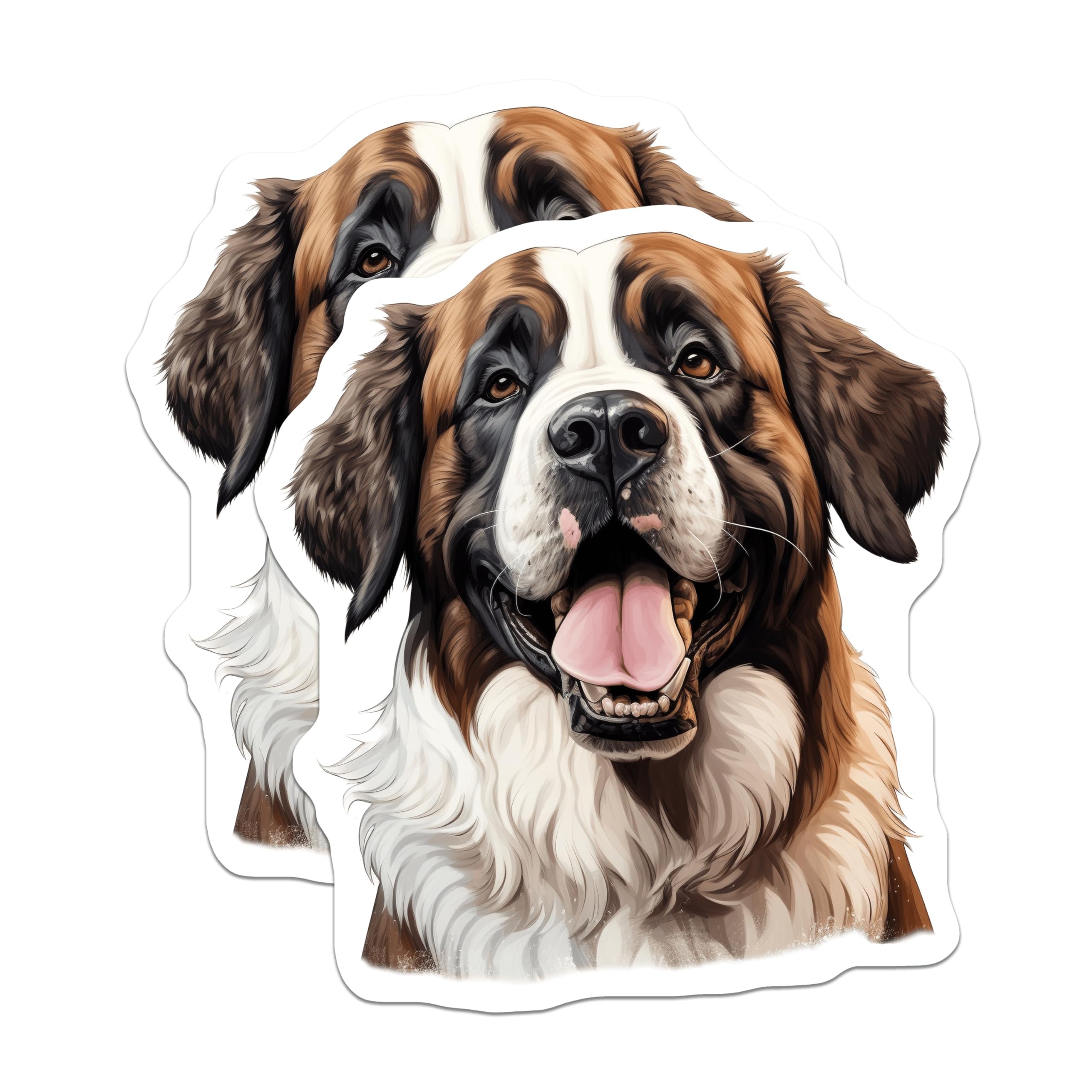 (2 Pack) Saint Bernard Magnets - Dog Lover Kitchen Decor - Pet Parent Refrigerator Art - Gentle Giant Breed - 5 Inches On Longest Side - Thick Durable Magnet - Made in USA - MAG30158