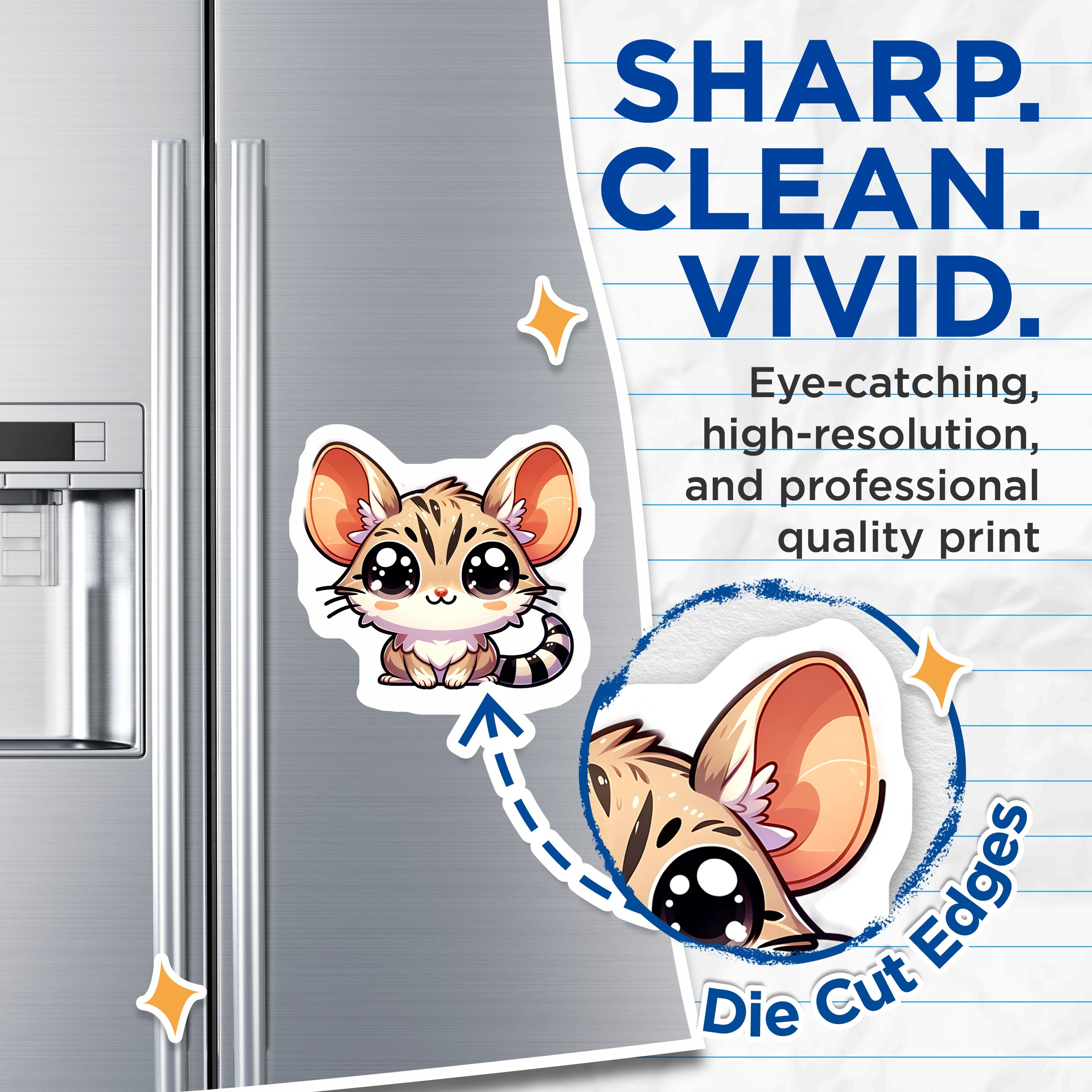 (2 Pack) Chibi Fennec Fox Magnets - Cute Desert Animal Refrigerator Magnets - Kawaii Office Locker Decor - 5 Inches On Longest Side - Thick Durable Magnet - Made in USA - MAG36997
