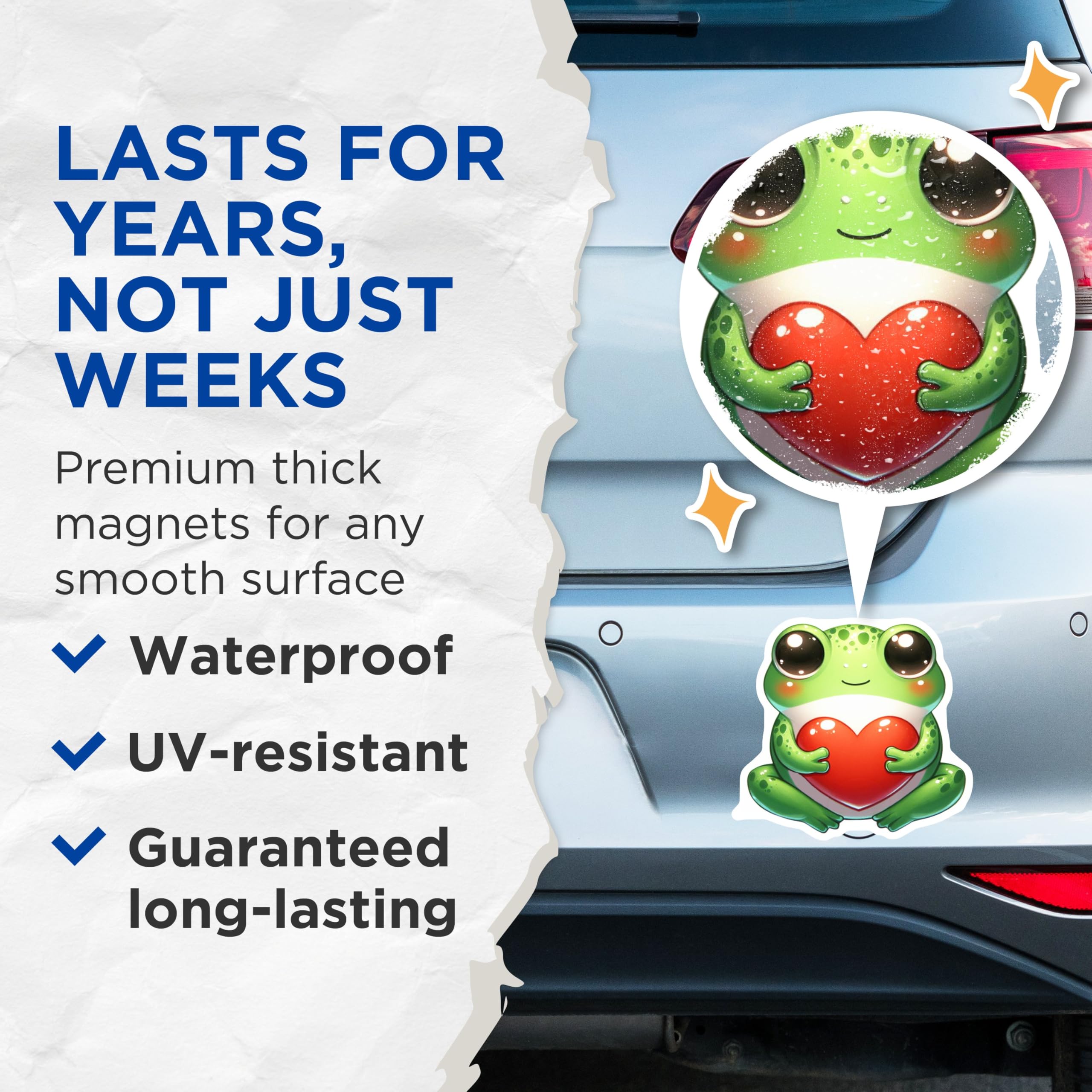 (2 Pack) Cute Frog Heart Magnets - Adorable Animal Lovers - Frog Themed Fridge Magnets - 5" On Longest Side - for Cars, Fridges, Toolboxes - Made in USA - MAG3673