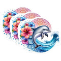 (3 Pack) Dolphin Decals - Floral Laptop Stickers - Ocean Wave Decal - 3 Inches On Longest Side - Easy Peel & Apply - Made in USA - 3MCS8252