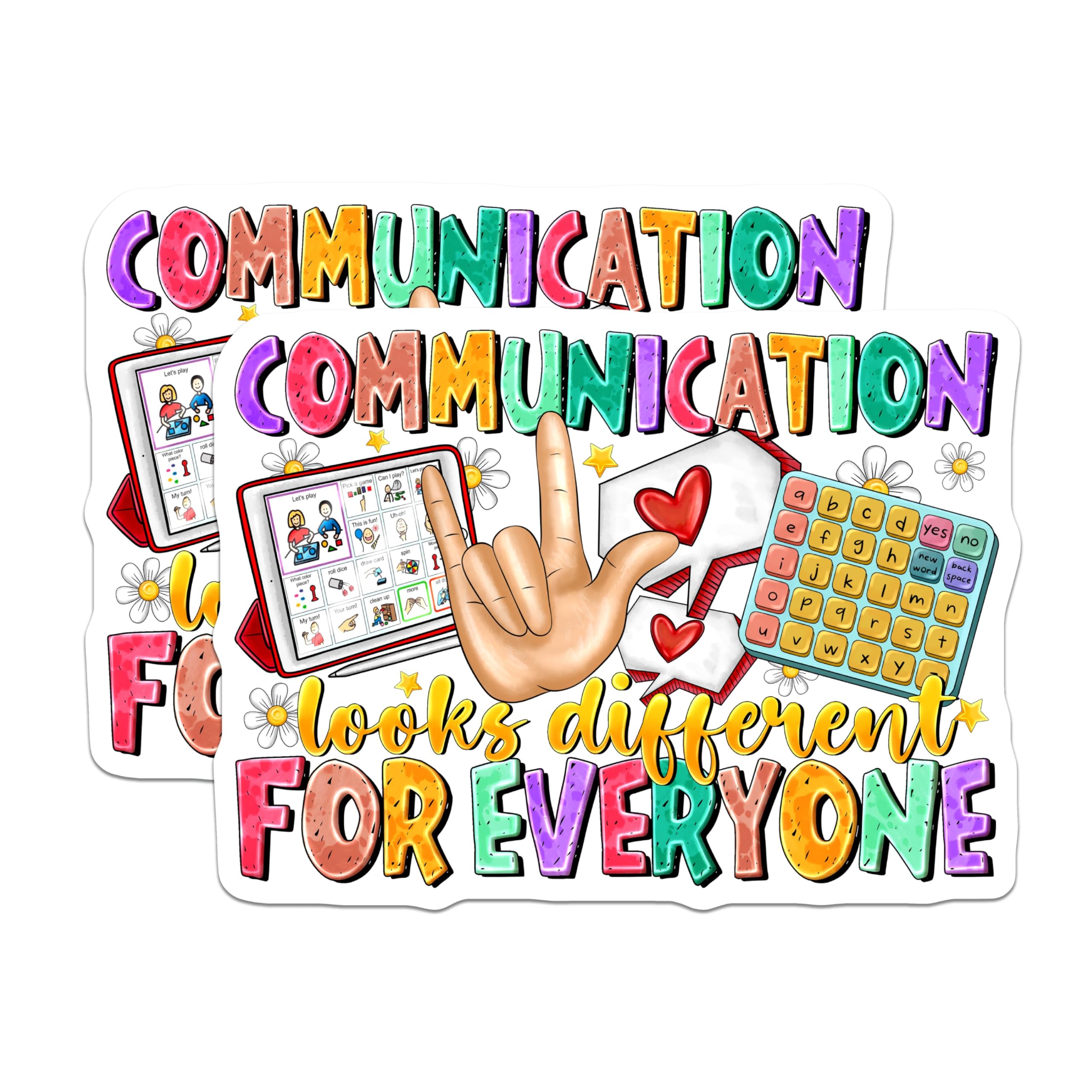 (2 Pack) Communication is Different Magnets - AAC Device Awareness - Neurodiversity Inclusion Decor for SLP Teacher - 5 Inches On Longest Side - Thick Durable Magnet - Made in USA - MAG26984