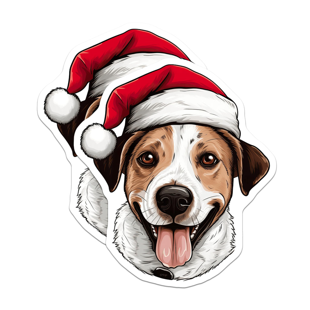 (2 Pack) Christmas Dog Magnets - Santa Dog Decor - Pet Lover Holiday Fridge Magnets - 5 Inches On Longest Side - Thick Durable Magnet - Made in USA - MAG26074