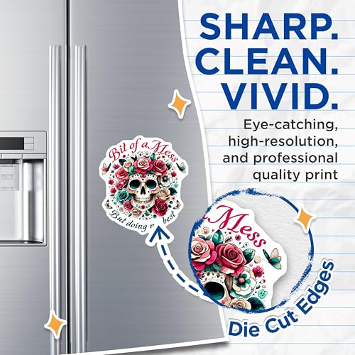 (2 Pack) Sugar Skull Flower Magnets - Mexican Day of The Dead - Floral Skull Decor - 5" On Longest Side - for Cars, Fridges, Toolboxes - Made in USA - MAG7394