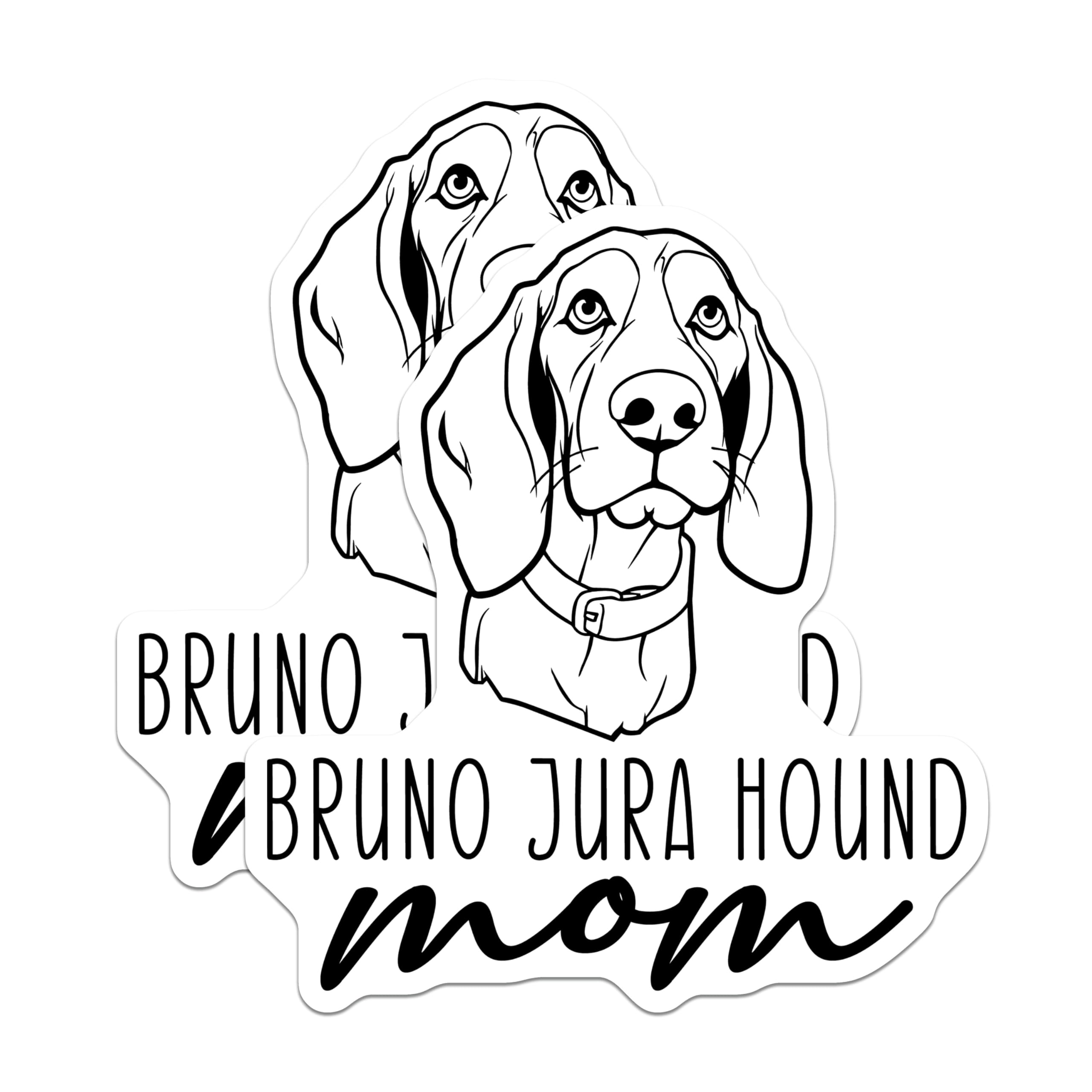 (2 Pack) Bruno Jura Hound Mom Magnets - Dog Breed Lover Decor - Fur Mama Refrigerator Art - 5 Inches On Longest Side - Thick Durable Magnet - Made in USA - MAG27034