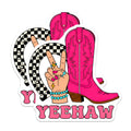 (2 Pack) Yeehaw Magnets - Cowgirl Decor - Pink Boot Horseshoe Decorations - 5" On Longest Side - Premium Magnet - for Cars, Refrigerators, Toolboxes, Lockers - Made in USA - MAG16248