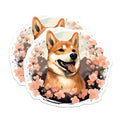 (2 Pack) Shiba Inu Cherry Blossom Magnets - Kawaii Dog Decor - Sakura Art Pet Lover Fridge Item - 5 Inches On Longest Side - Thick Durable Magnet - Made in USA - MAG25763