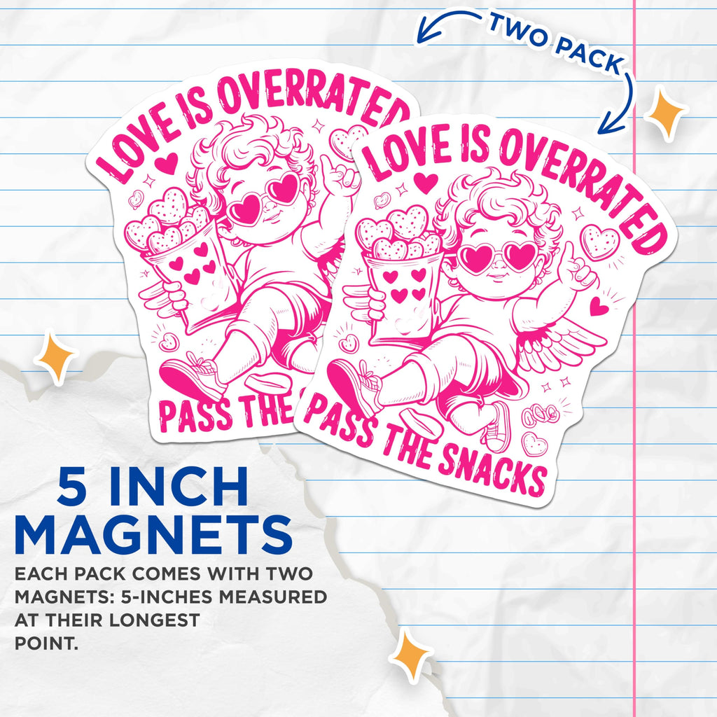 (2 Pack) Cupid Magnets - Anti Valentines Day - Love is Overrated Decoration - 5" On Longest Side - Premium Magnet - for Cars, Refrigerators, Toolboxes, Lockers - Made in USA - MAG14002