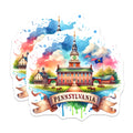 (2 Pack) Pennsylvania State Sticker - Travel Souvenir - State Pride - 5" On Longest Side - Sticks to Smooth Flat Surfaces - Made in USA - BMCS6739