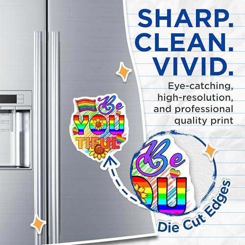 (2 Pack) Be You Tiful Magnets Magnets - Rainbow Pride Flag - Sunflower Design - 5" On Longest Side - Made in USA - Sticks to Refrigerators & Metal Surfaces - MAG9180