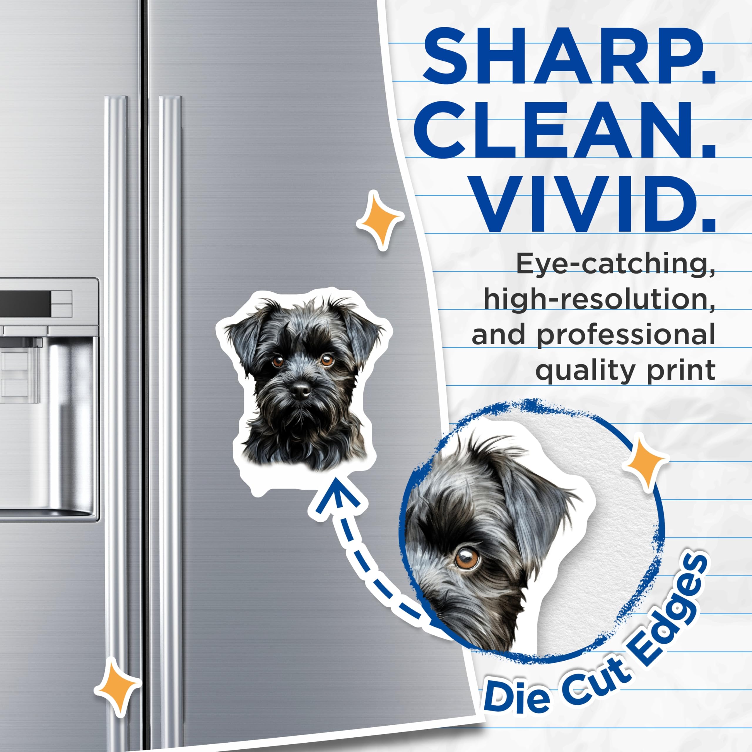 (2 Pack) Black Schnauzer Dog Magnets - Adorable Terrier Puppy Fridge Decor - Pet Lover Refrigerator Home Accent - 5 Inches On Longest Side - Thick Durable Magnet - Made in USA - MAG28667