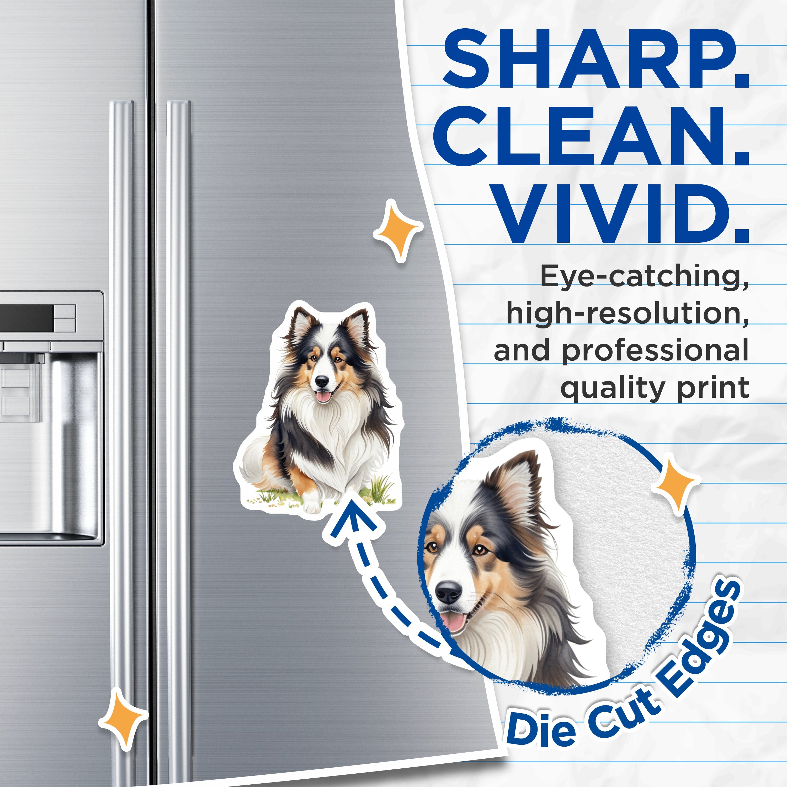 (2 Pack) Sheltie Dog Magnets - Shetland Sheepdog Owner - Watercolor Animal Art Decor - 5 Inches On Longest Side - Thick Durable Magnet - Made in USA - MAG38728