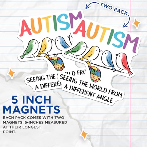 (2 Pack) Autism Awareness Magnets Magnets - Inspirational Quote - Bird Design - 5" On Longest Side - Made in USA - Sticks to Refrigerators & Metal Surfaces - MAG8425