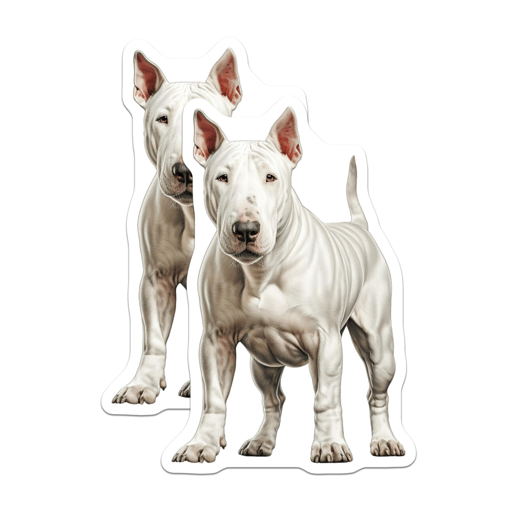 (2 Pack) Bull Terrier Magnets - Dog Mom Accessories - Pet Parent Refrigerator Decor - Canine Art for Dog Lovers - 5 Inches On Longest Side - Thick Durable Magnet - Made in USA - MAG30570