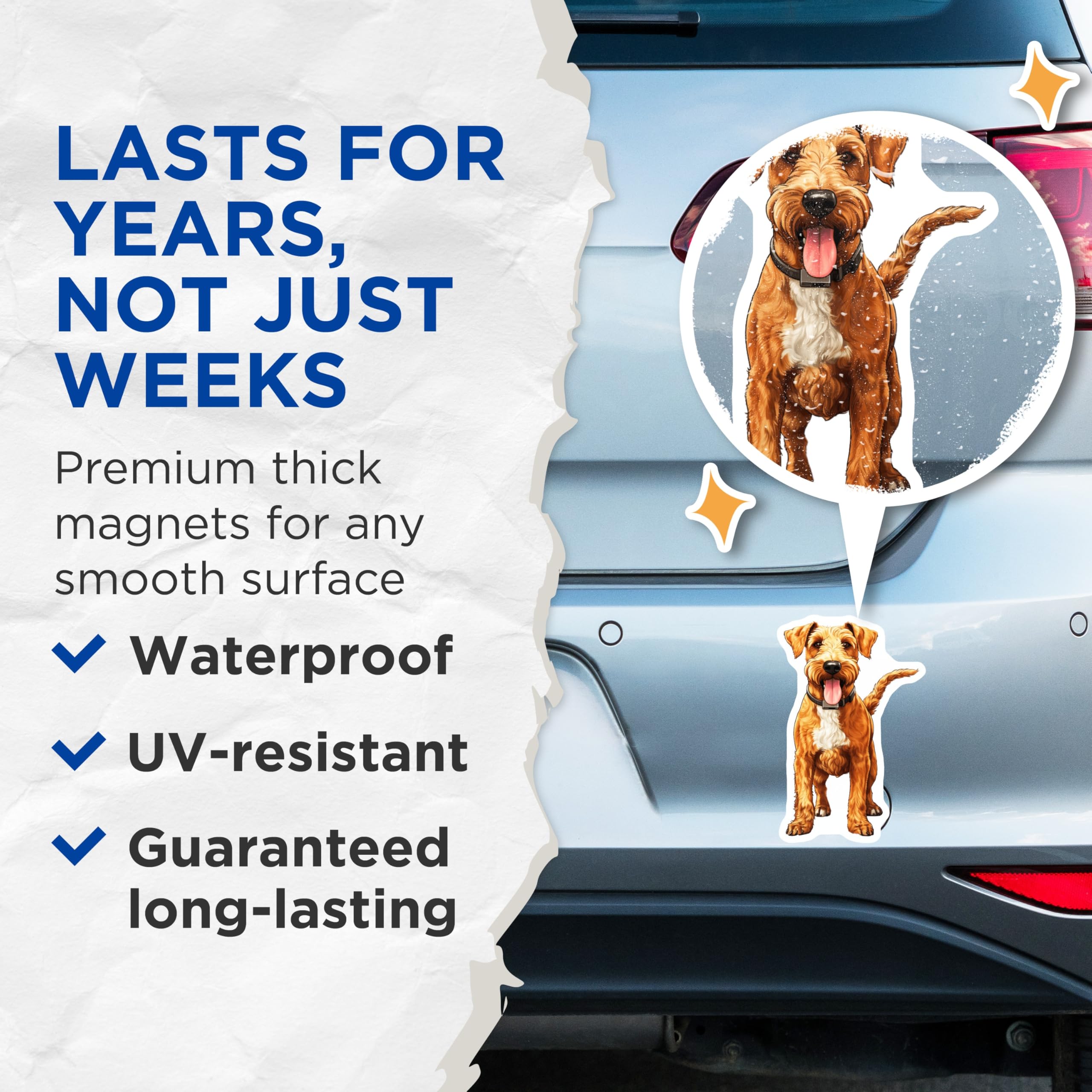 (2 Pack) Airedale Terrier Magnets - Wire Haired Dog Decor - Pet Parent Refrigerator Art - Animal Lover Accessories - 5 Inches On Longest Side - Thick Durable Magnet - Made in USA - MAG25629