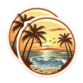 (2 Pack) Tropical Beach Sunset Magnets - Palm Tree Ocean Scene - Coastal Home Refrigerator Decor - 5 Inches On Longest Side - Thick Durable Magnet - Made in USA - MAG36229
