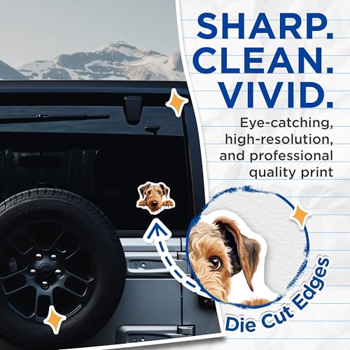 (2 Pack) Dog Sticker - Puppy Decal - Cute Pet Illustration - 5" On Longest Side - Sticks to Smooth Flat Surfaces - Made in USA - BMCS9817