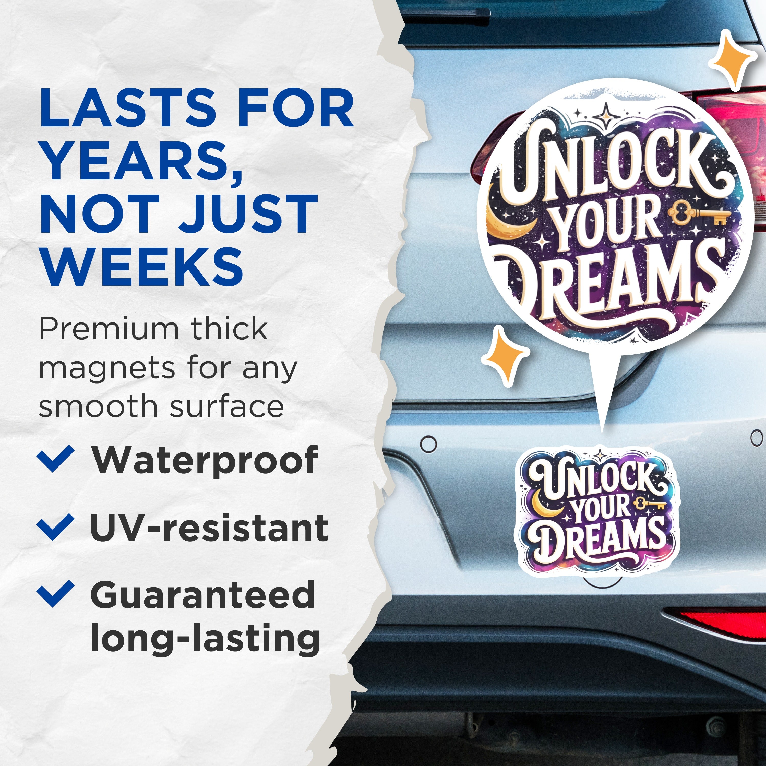 (2 Pack) Unlock Your Dreams Magnets - Inspirational Quote - Celestial Aesthetic - Manifestation Decor - 5 Inches On Longest Side - Thick Durable Magnet - Made in USA - MAG37502