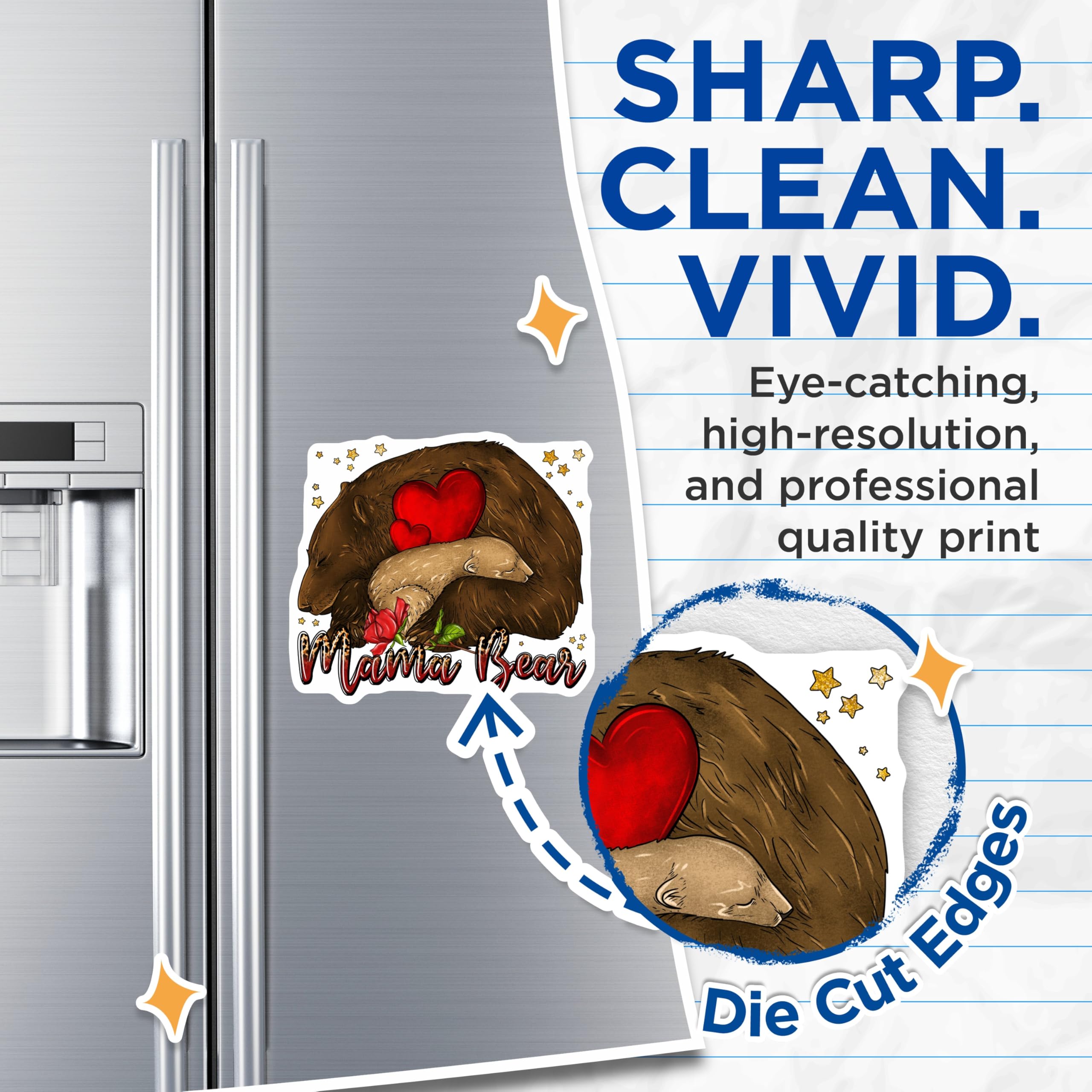 (2 Pack) Mama Bear Magnets - Mother's Day Decor - New Mom Appreciation - 5 Inches On Longest Side - Thick Durable Magnet - Made in USA - MAG26722