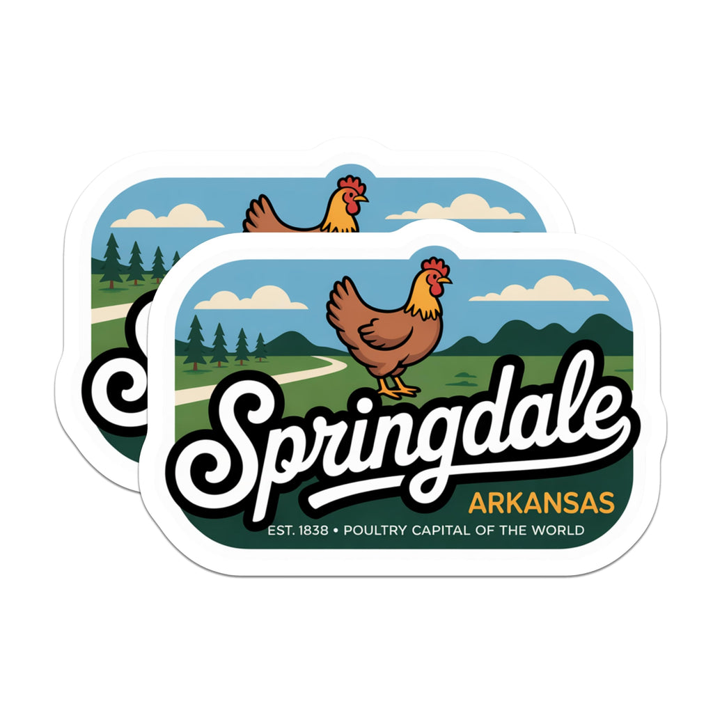 (2 Pack) Springdale Arkansas Magnets - Retro Chicken Decor - Poultry Capital Souvenir - 5" On Longest Side - Premium Magnet - for Cars, Refrigerators, Toolboxes, Lockers - Made in USA - MAG18726
