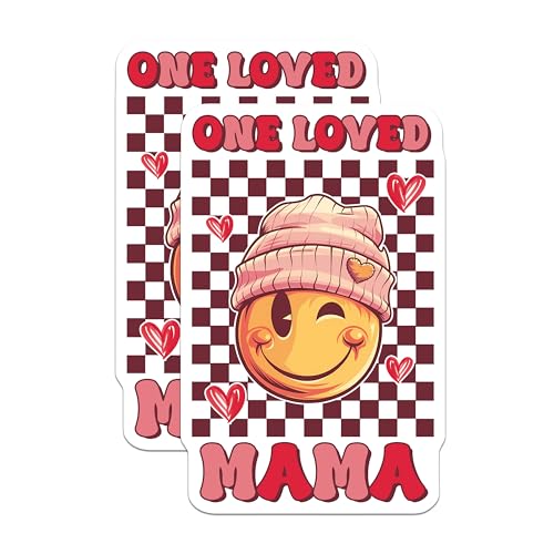 (2 Pack) One Loved Mama Magnets - Cute Smile Face - Heart and Checkered - 5" On Longest Side - for Cars, Fridges, Toolboxes - Made in USA - MAG7719