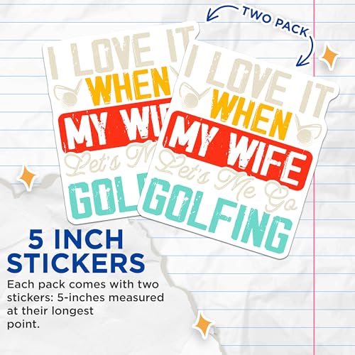 (2 Pack) Funny Golf Stickers - Golf Enthusiast Decals - Humorous Sports Stickers - 5" On Longest Side - Sticks to Smooth Flat Surfaces - Made in USA - BMCS3685