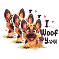 (3 Pack) German Shepherd Decals - I Woof You - Dog Breed Decals - 3 Inches On Longest Side - Easy Peel & Apply - Made in USA - 3MCS1240