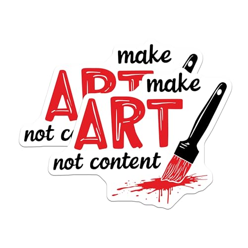 (2 Pack) Make Art Not Content Magnets - Quote Magnets - Artistic Inspiration - Decorative Magnets for Artists - 5" On Longest Side - for Cars, Fridges, Toolboxes - Made in USA - MAG6755