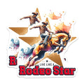 (2 Pack) Rodeo Star Stickers - Live Like A Cowboy - Western Rodeo Stickers - 5" On Longest Side - Sticks to Smooth Flat Surfaces - Made in USA - BMCS7173