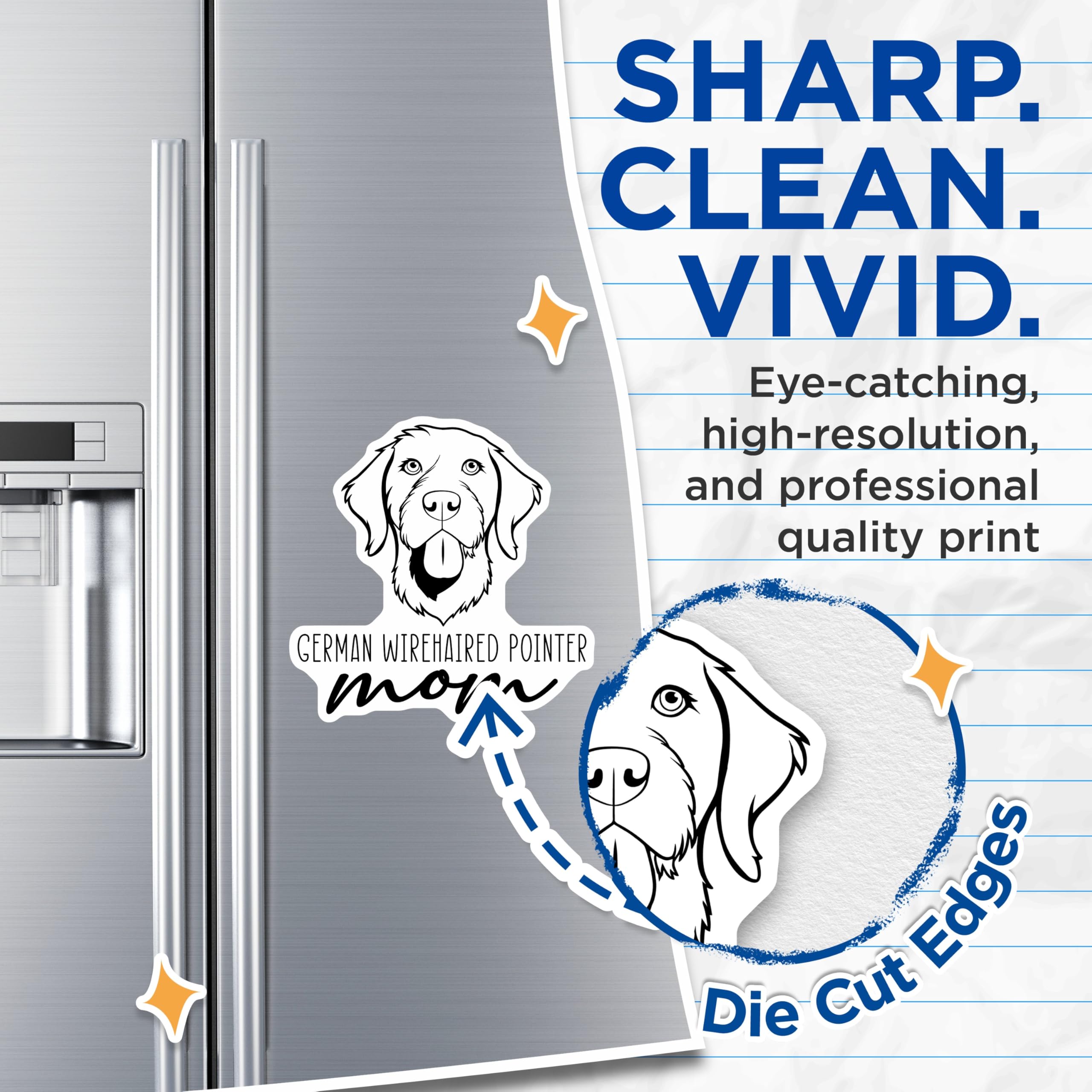 (2 Pack) German Wirehaired Pointer Dog Mom Magnets - Breed Specific Pet Owner - Dog Lover Kitchen Decor - 5 Inches On Longest Side - Thick Durable Magnet - Made in USA - MAG27064
