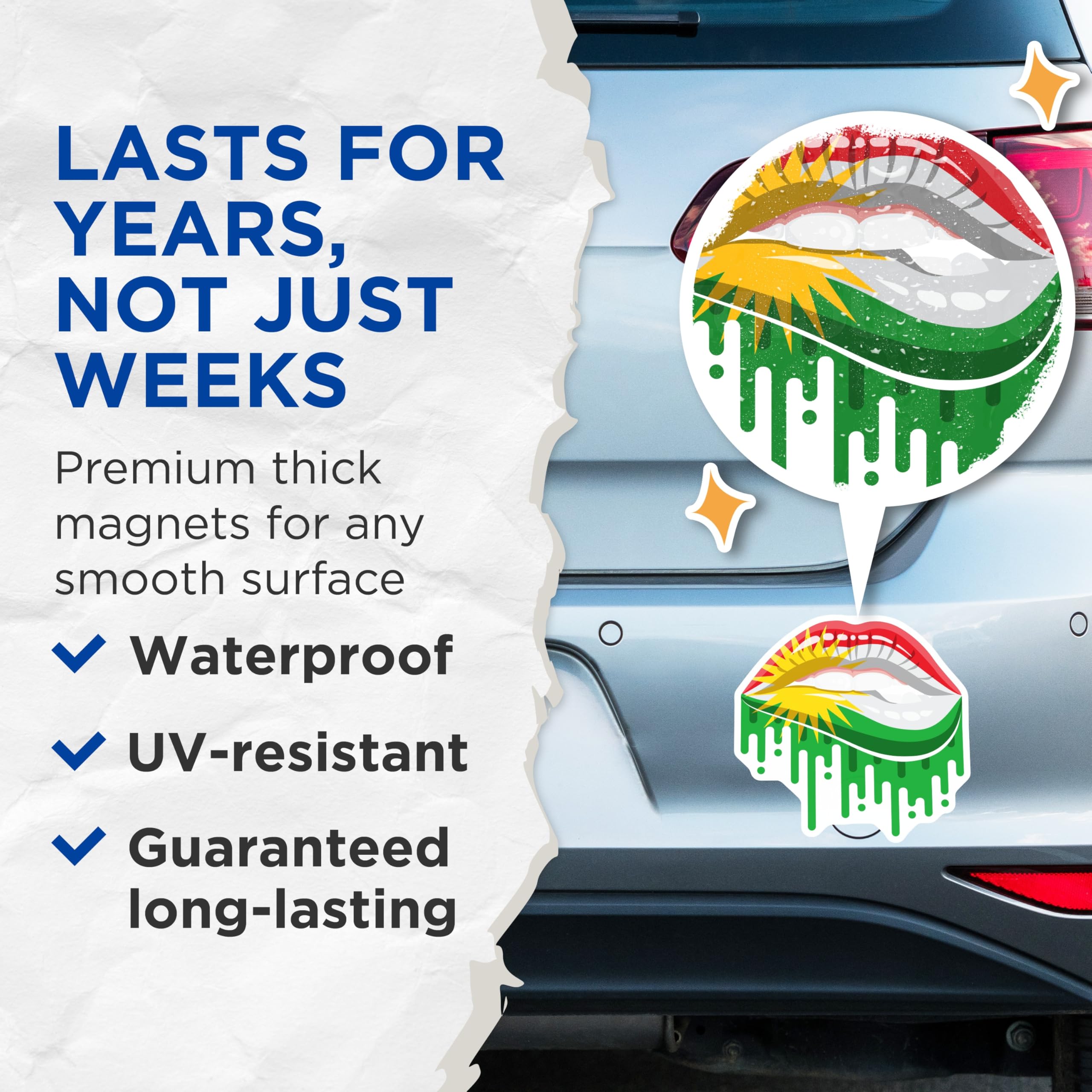 (2 Pack) Kurdish Lips Magnets - Kurdistan Flag Art - Fridge Decorations - 5" On Longest Side - Premium Magnet - for Cars, Refrigerators, Toolboxes, Lockers - Made in USA - MAG18554