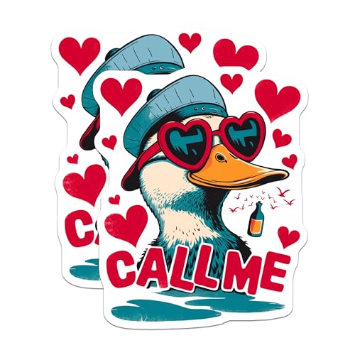 (2 Pack) Funny Duck Stickers - Cute Animal Stickers - Call Me Stickers - 5" On Longest Side - Sticks to Smooth Flat Surfaces - Made in USA - BMCS4787