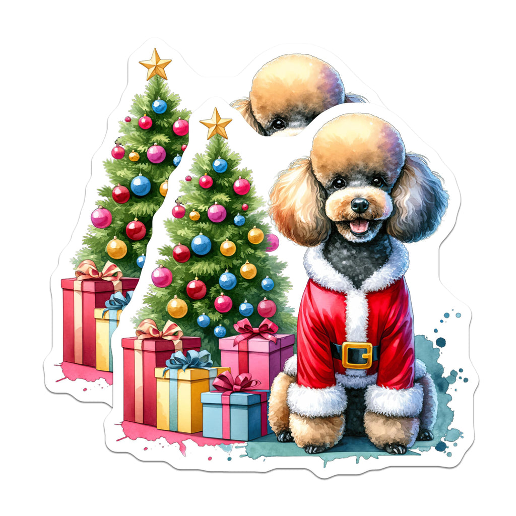 (2 Pack) Poodle Santa Dog Magnets - Christmas Pet Art Decor - Festive Holiday Refrigerator Magnets for Dog Lovers - 5 Inches On Longest Side - Thick Durable Magnet - Made in USA - MAG26773