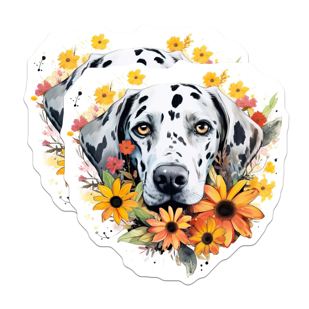 (2 Pack) Dalmatian Floral Dog Breed Magnets - Dog Mom Refrigerator Decor - Whimsical Pet Lover Art - 5 Inches On Longest Side - Thick Durable Magnet - Made in USA - MAG26004