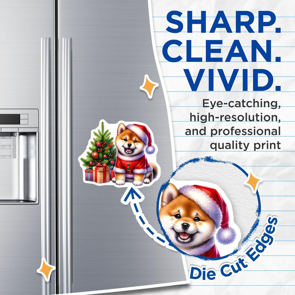 (2 Pack) Shiba Inu Christmas Dog Magnets - Santa Puppy Pet Lover - Refrigerator Kitchen Decor - 5 Inches On Longest Side - Thick Durable Magnet - Made in USA - MAG25832