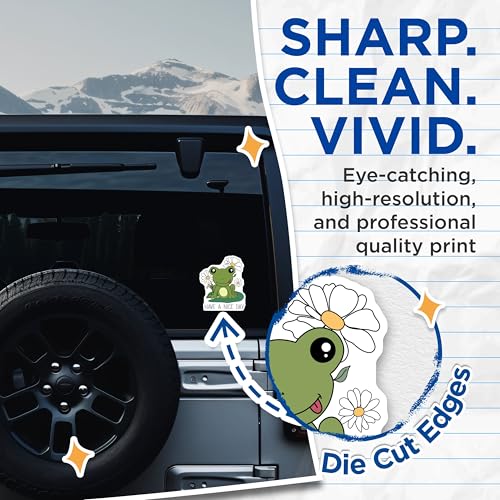 (2 Pack) Cute Frog Stickers - Motivational Quotes - Daily Reminder Sticker - 5" On Longest Side - Sticks to Smooth Flat Surfaces - Made in USA - BMCS6574