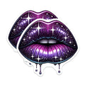 (2 Pack) Galaxy Lips Stickers - Purple Space Lips Stickers - Cosmic Lip Stickers - 5" On Longest Side - Sticks to Any Smooth Flat Surface - Made in USA - BMCS3547