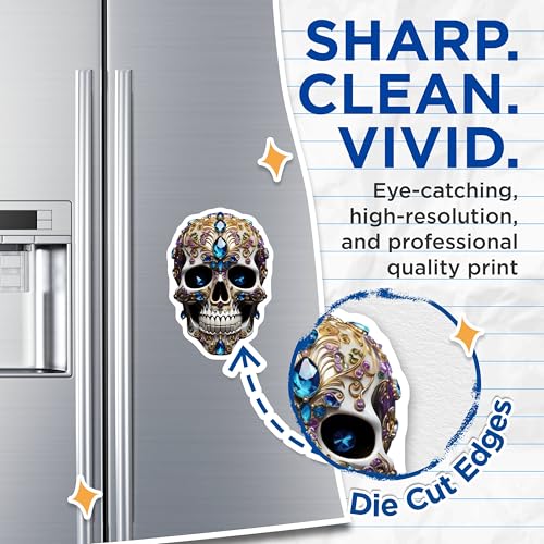 (2 Pack) Skull Art Magnets Magnets - Crystal Skull Decor - 5" On Longest Side - Made in USA - Sticks to Refrigerators & Metal Surfaces - MAG8606
