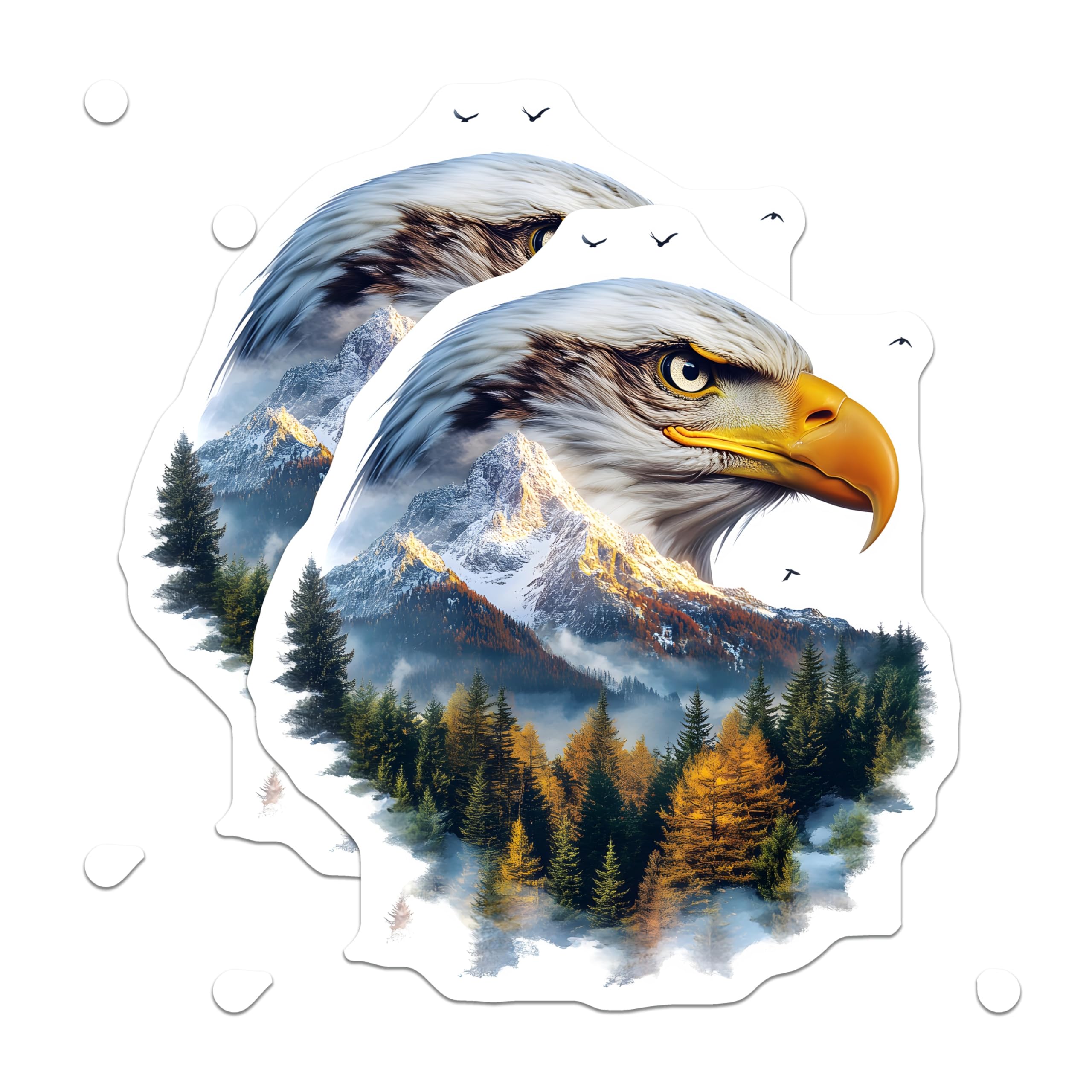 (2 Pack) Eagle Magnets - Mountain Nature Art - Refrigerator Decoration - 5" On Longest Side - Premium Magnet - for Cars, Refrigerators, Toolboxes, Lockers - Made in USA - MAG14121