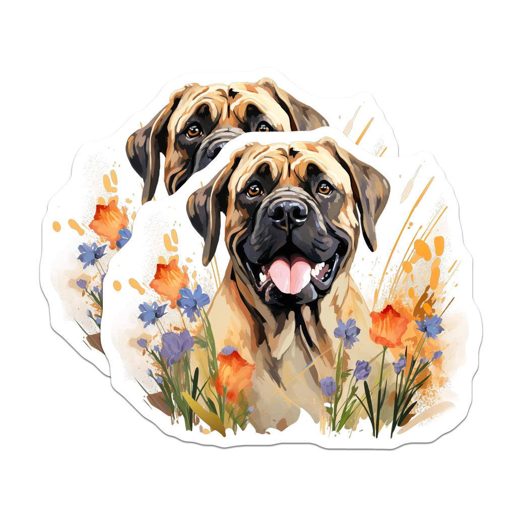 (2 Pack) Mastiff Magnets - Happy Dog Art - Dog Lover Kitchen Decor - 5 Inches On Longest Side - Thick Durable Magnet - Made in USA - MAG26731