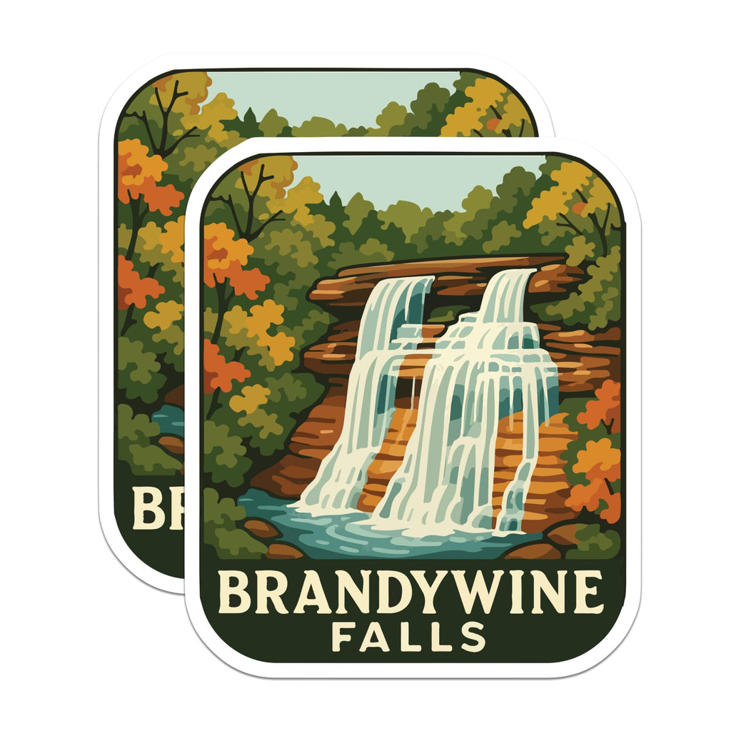 (2 Pack) Brandywine Falls Magnets - Waterfall Scenery - Nature Landscape Decor - 5 Inches On Longest Side - Thick Durable Magnet - Made in USA - MAG19742