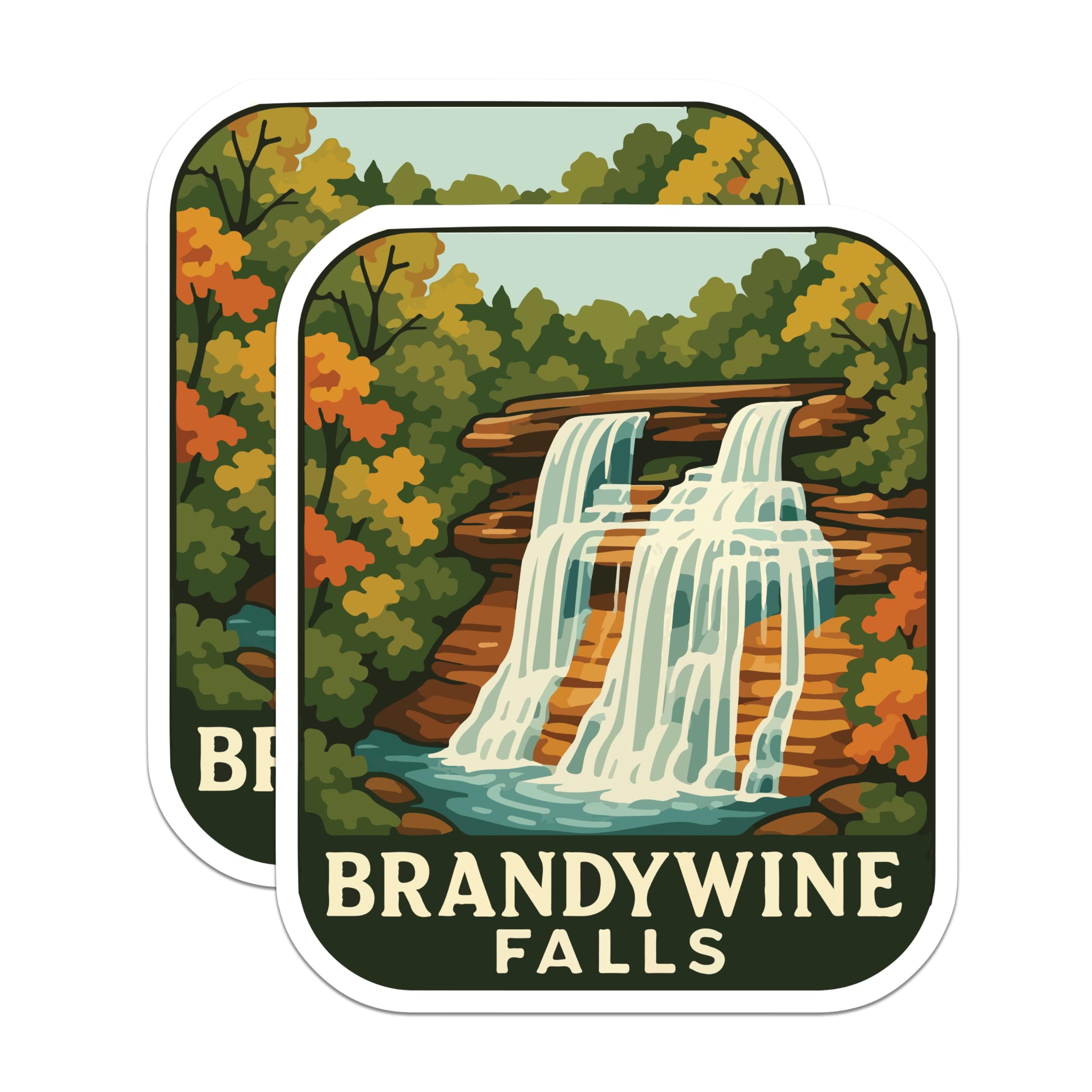(2 Pack) Brandywine Falls Magnets - Waterfall Scenery - Nature Landscape Decor - 5 Inches On Longest Side - Thick Durable Magnet - Made in USA - MAG19742