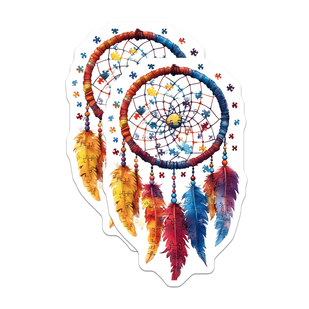 (2 Pack) Autism Puzzle Dreamcatcher Magnets - Neurodiversity Awareness Art - Special Education Support Decor - 5 Inches On Longest Side - Thick Durable Magnet - Made in USA - MAG30133