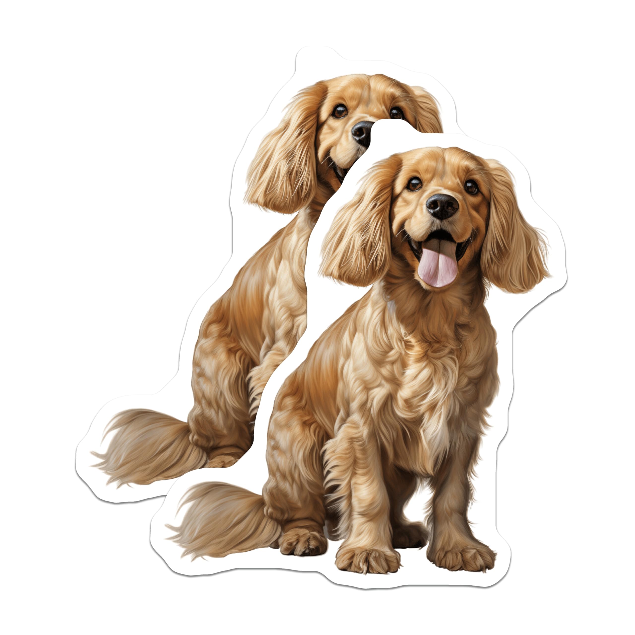 (2 Pack) Golden Cocker Spaniel Magnets - Happy Dog Art - Pet Owner Refrigerator Decor - 5 Inches On Longest Side - Thick Durable Magnet - Made in USA - MAG28561
